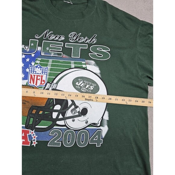 Vintage Y2K 2004 New York Jets Graphic T Shirt 2XL Green NFL Football - Picture 3 of 7